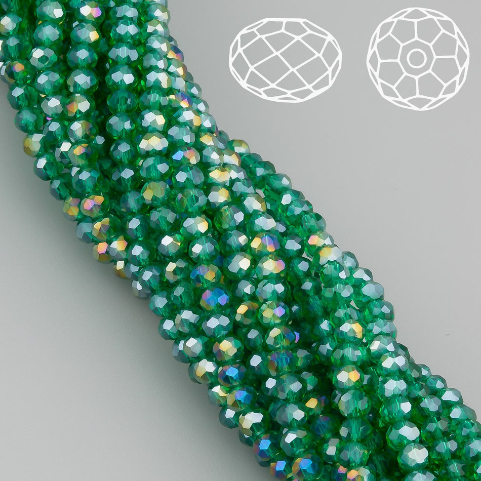 Намистини Swarovski огранювання рондель 4х3,5 мм 42 см (+-120 шт.) Нефритовий АВ прозорий