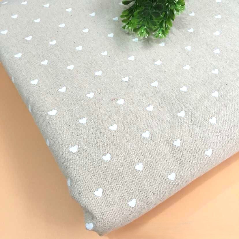 Тканина 55% льон 45% бавовна 160 г/м² 1,5 м 1 м принт Little white heart