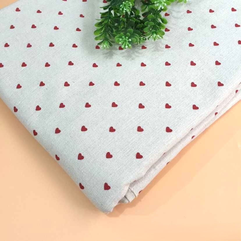 Тканина 55% льон 45% бавовна 160 г/м² 1,5 м 1 м принт Little red heart