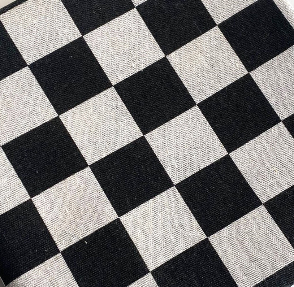 Тканина 55% льон 45% бавовна 160 г/м² 1,5 м 1 м принт Black and white squares