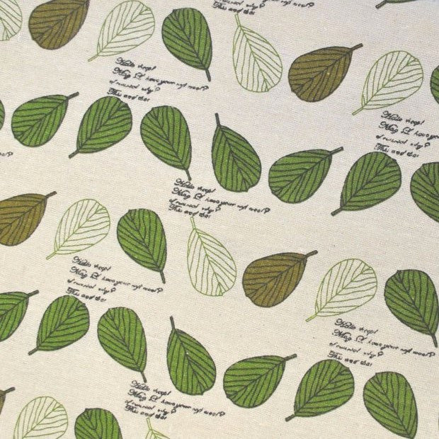 Тканина 55% льон 45% бавовна 160 г/м² 1,5 м 1 м принт Green leaf of Bodhi