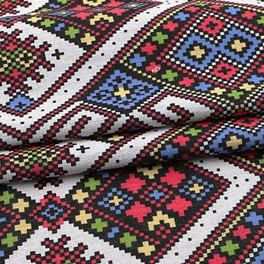 Тканина 55% льон 45% бавовна 160 г/м² 1,5 м 1 м принт Ethnic geometry