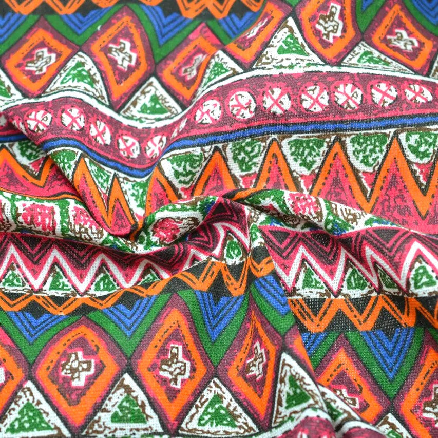 Тканина 55% льон 45% бавовна 160 г/м² 1,5 м 1 м принт Red folk style