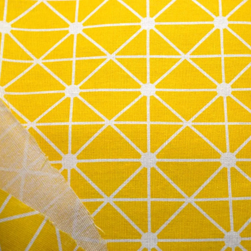 Тканина 55% льон 45% бавовна 160 г/м² 1,5 м 1 м принт Yellow geometry