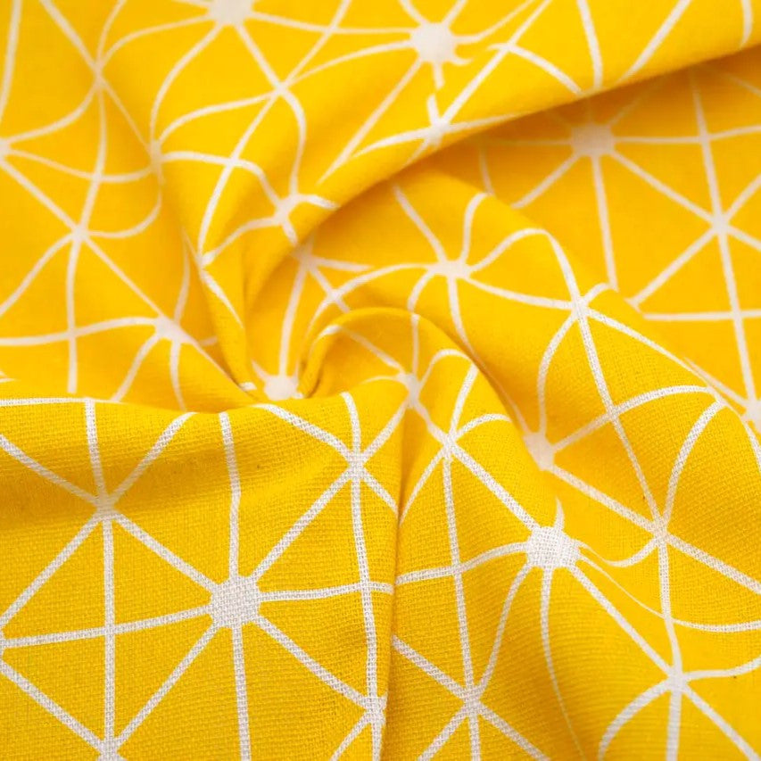 Тканина 55% льон 45% бавовна 160 г/м² 1,5 м 1 м принт Yellow geometry