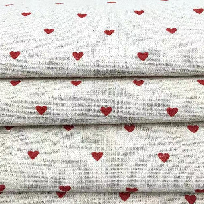 Тканина 55% льон 45% бавовна 160 г/м² 1,5 м 1 м принт Little red heart