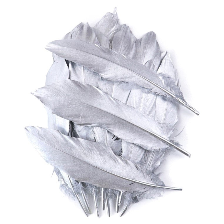 Перо гусяче фарбоване 15-20 cm 1 szt. Сріблястий