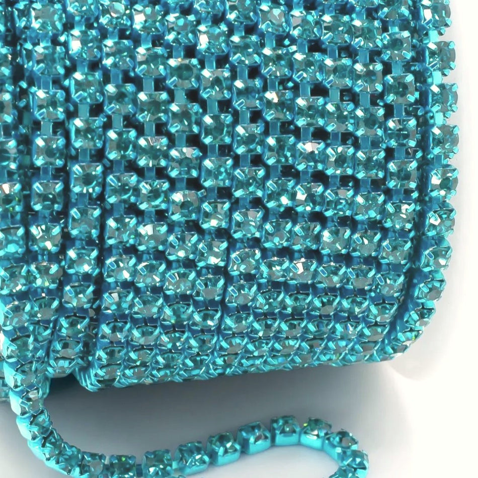 Стразовий ланцюг ss10 (2,8 мм) 1 м Aquamarine blue