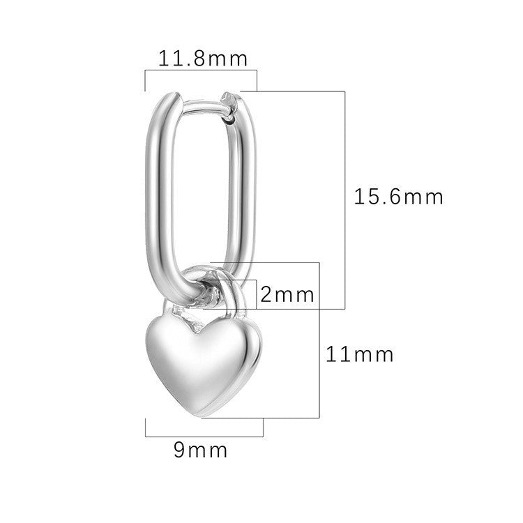 Сережки Конго Love нерж.сталь 24х12х2 мм 1 пара Платиновий