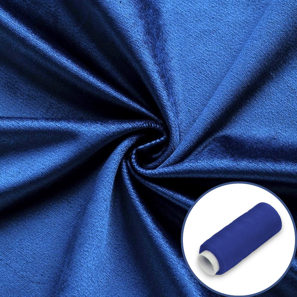 Тканина велюр LuxFabric поліестер 330 г/м² 1,50 м 1 м + Нитка поліестер 360 м 1 шт. Електрик