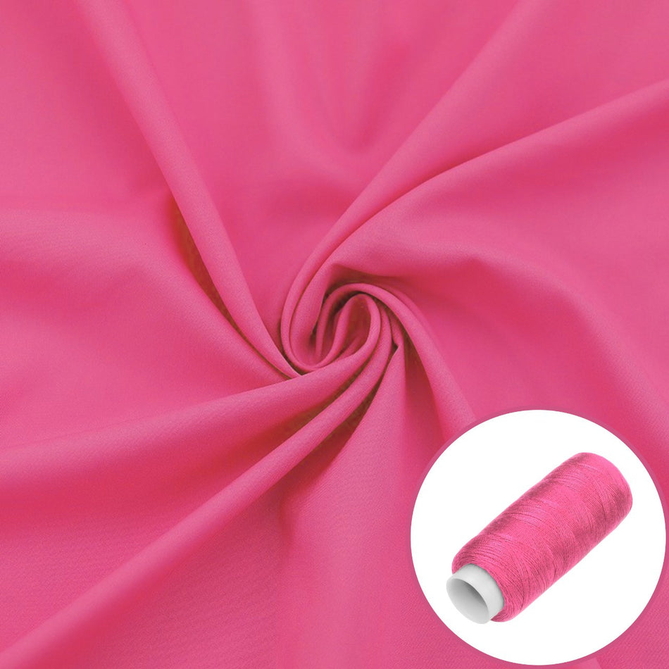Tkanina шифон LuxFabric 110 г/m² 1,50 m 1 m + Нитка поліестер 360 m Рожевий