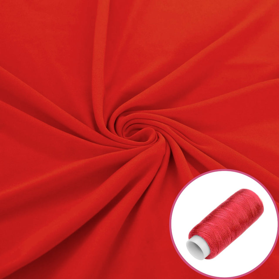 Tkanina шифон LuxFabric 110 г/m² 1,50 m 1 m + Нитка поліестер 360 m Червоний