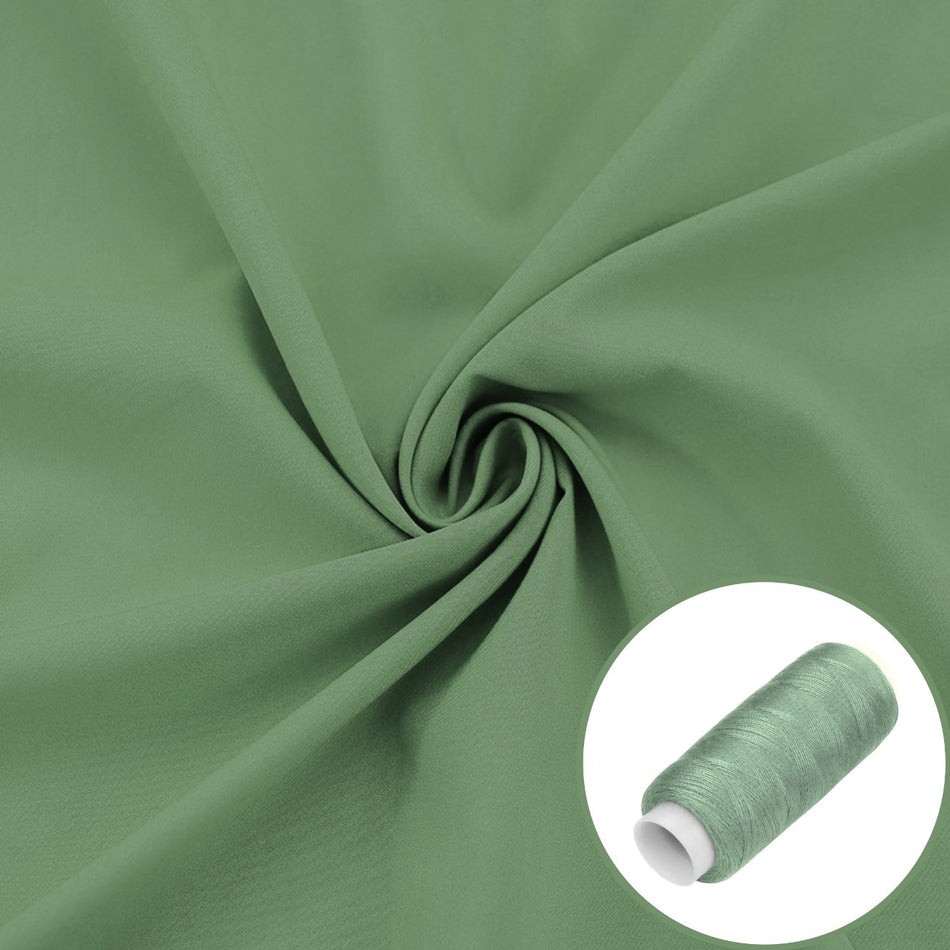 Tkanina шифон LuxFabric 110 г/m² 1,50 m 1 m + Нитка поліестер 360 m Оливковий