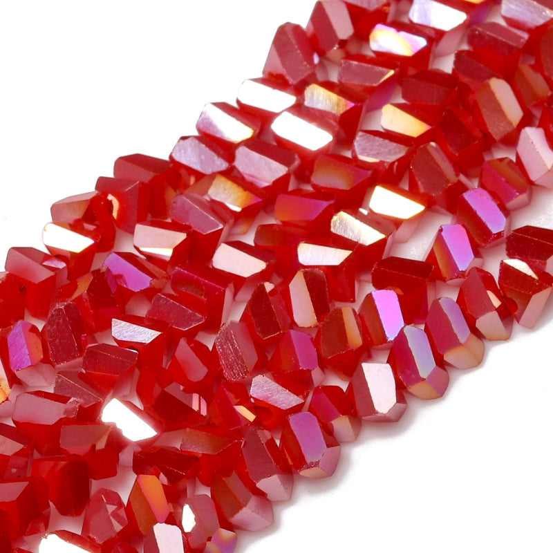 Намистини Swarovski огранювання трикутник 4 мм 35 см (+-130 шт.) Червоногарячий АВ прозорий