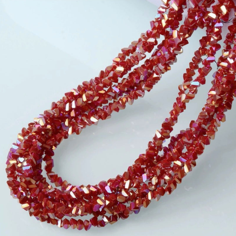 Намистини Swarovski огранювання трикутник 4 мм 30 см (+-130 шт.) Бордовий АВ непрозорий