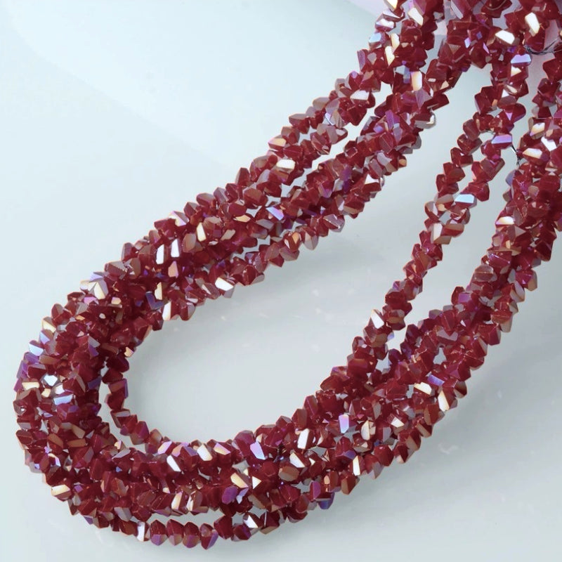 Намистини Swarovski ограновування трикутник 6 мм 30 см (+-85 шт.) Бордовий темний АВ непрозорий