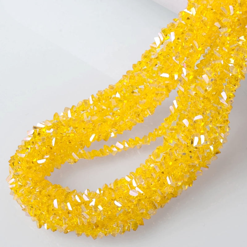 Намистини Swarovski ограновування трикутник 3 мм 27 см (+-130 шт.) Жовтий АВ прозорий