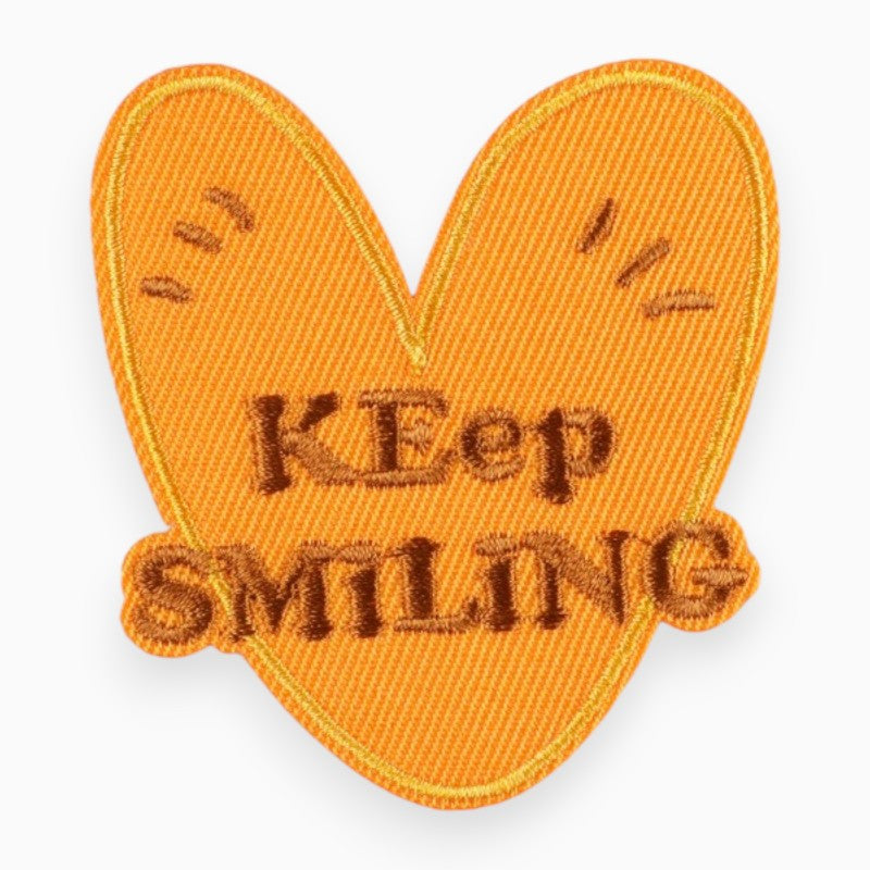 Термоаплікація Heart KEep Smiling вишита 6,5х6 cm 1 szt. Помаранчевий