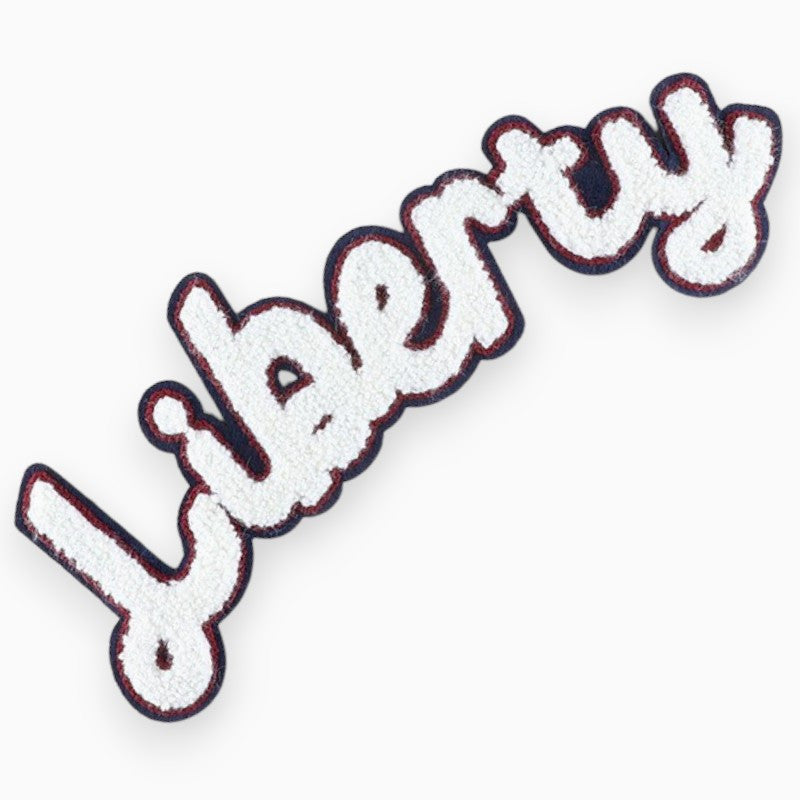 Аплікація нашивка Liberty плюшева 11,6х27,6 см 1 шт. Біло-синій