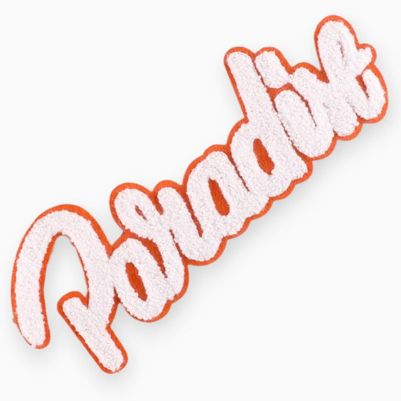Аплікація нашивка Paradise плюшева 10,8х28,3 см 1 шт. Біло-жовтогарячий