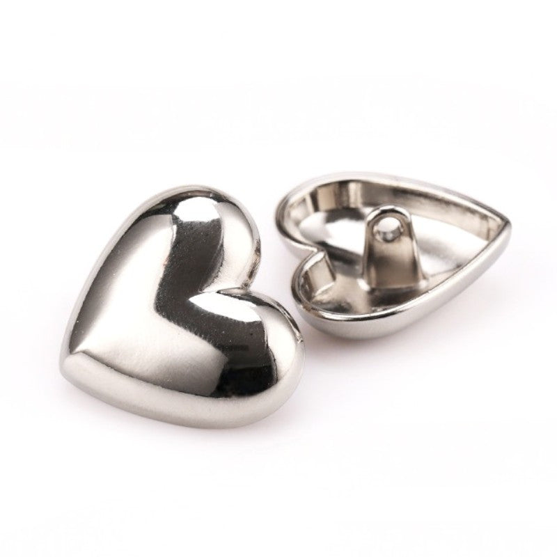 Гудзик Heart LuxFabric на ніжці метал 11х10 мм 1 шт. Платина