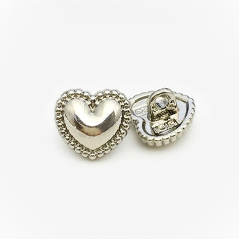 Гудзик Heart ornament LuxFabric на ніжці метал 11х10 мм 1 шт. Сріблястий