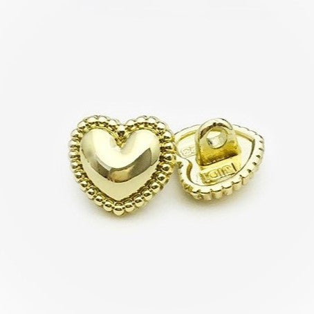 Гудзик Heart ornament LuxFabric на ніжці метал 11х10 мм 1 шт. Золотистий яскравий