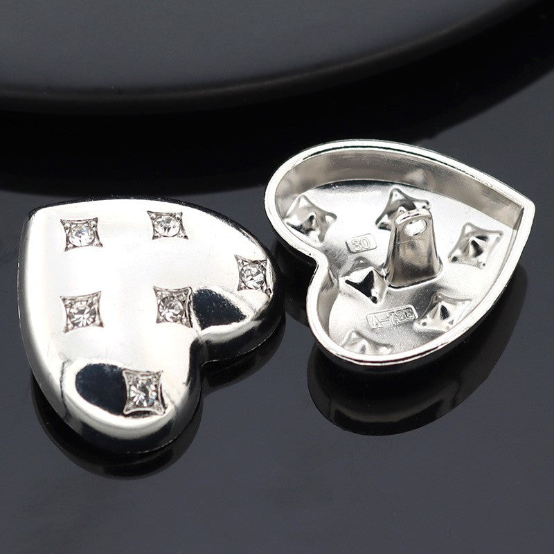 Гудзик Heart Six Diamonds LuxFabric на ніжці метал 18х16, 5 мм 1 шт. Платина