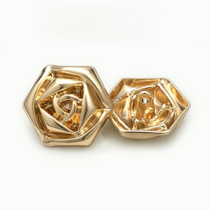 Гудзик Hexagon LuxFabric на ніжці метал 12 мм 1 шт. Золотистий