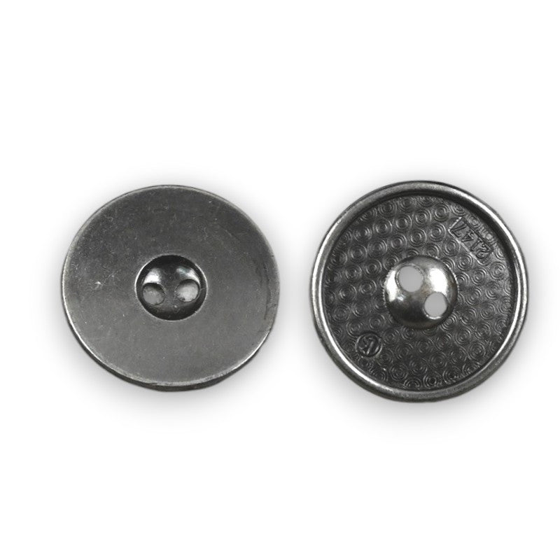 Гудзик Кругла візерунок LuxFabric 2 od: metal 15mm 1 szt. Grafітовий