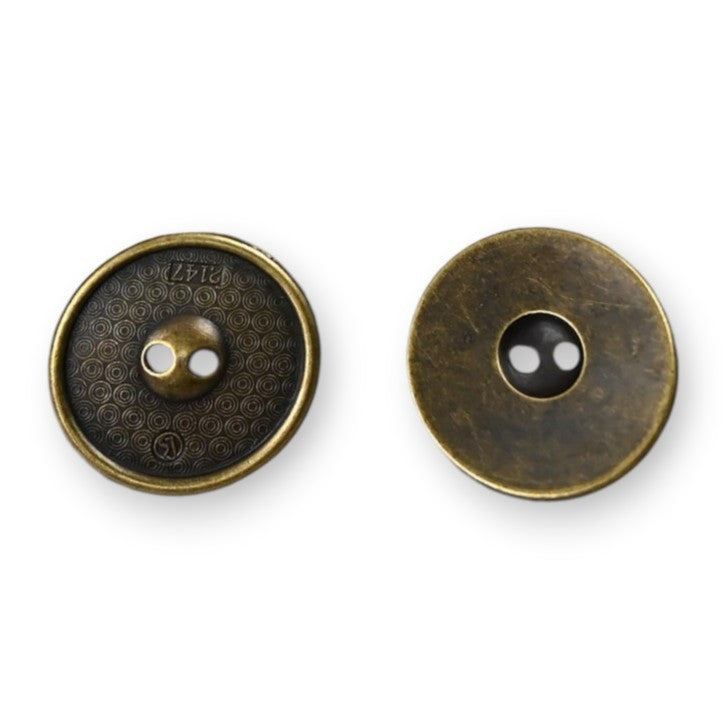 Гудзик Кругла візерунок LuxFabric 2 od: metal 15mm 1 szt. Бронзовий