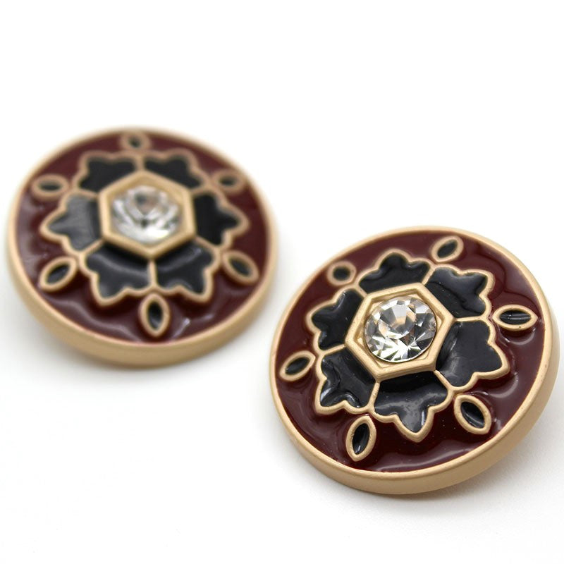 Гудзик Vintage flower LuxFabric на ніжці метал/емаль 18 мм 1 шт. Bordowid