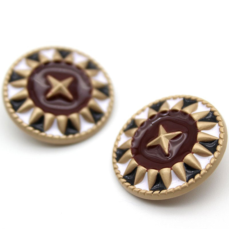 Гудзик Vintage star LuxFabric на ніжці метал/емаль 18 мм 1 шт. Bordowid